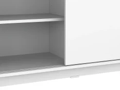 Isla central de cocina con 2 puertas - Blanco y roble - BENITA