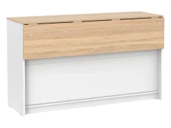 Isla central de cocina con 2 puertas - Blanco y roble - BENITA
