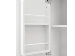 Isla central móvil con tablero de madera veteada, 3 puertas texturizadas y especiero - blanco