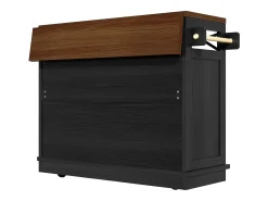 Isla central negra con encimera efecto madera, 3 cajones de almacenamiento y 3 puertas