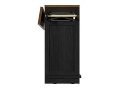 Isla central negra con encimera efecto madera, 3 cajones de almacenamiento y 3 puertas