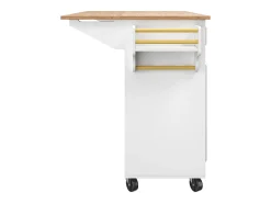 Isla de cocina - 110 x 45-75 x 92 cm - carrito de servicio extraíble - con 5 cajones + 2 puertas - MDF - blanco
