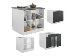 Isla de cocina antracita casa de campo/blanco 90x60x82 fame-line