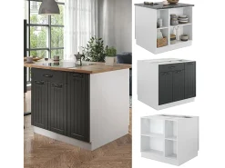 Isla de cocina antracita casa de campo/blanco 90x60x82 fame-line