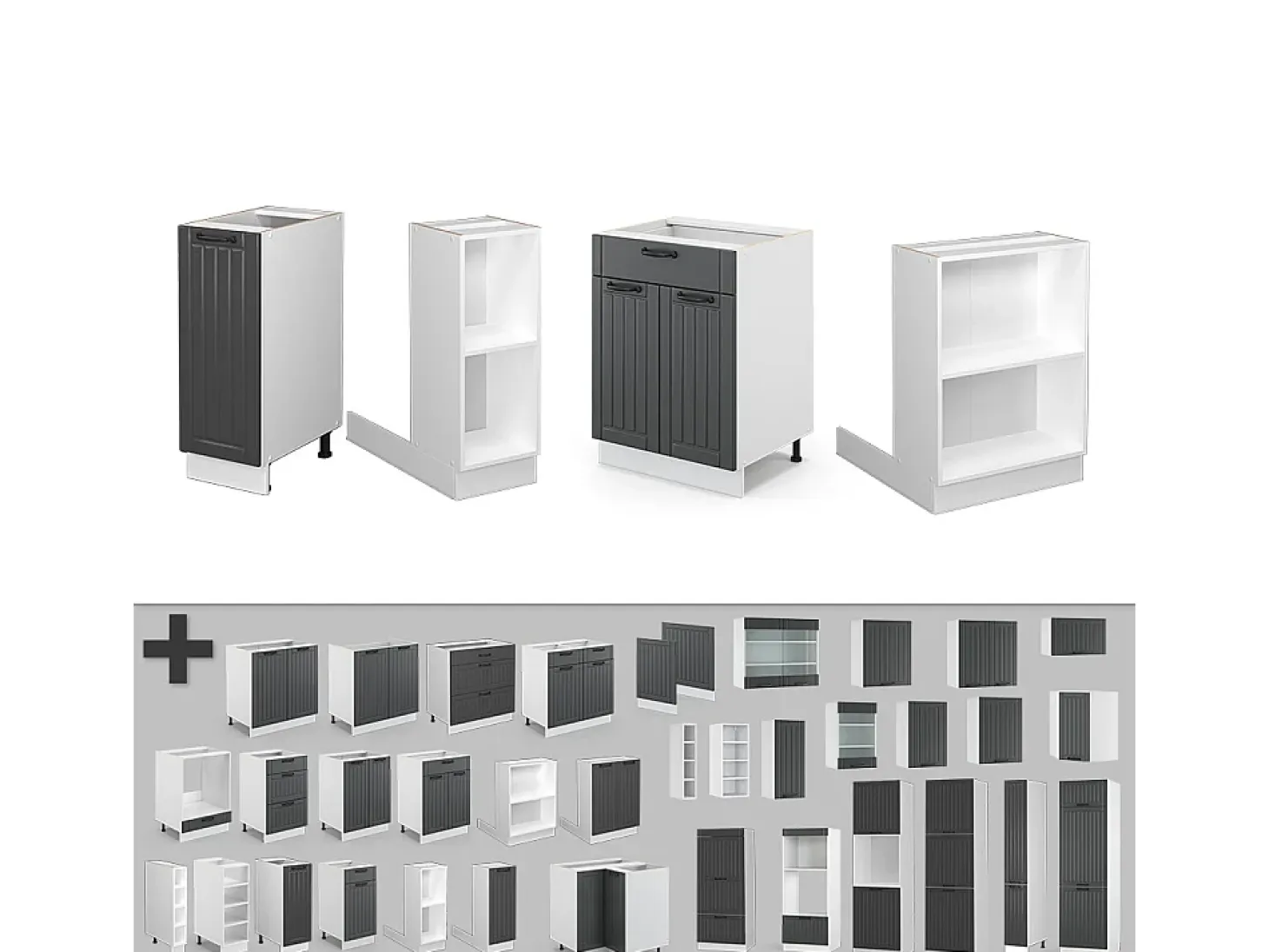Isla de cocina antracita casa de campo/blanco 90x60x82 fame-line