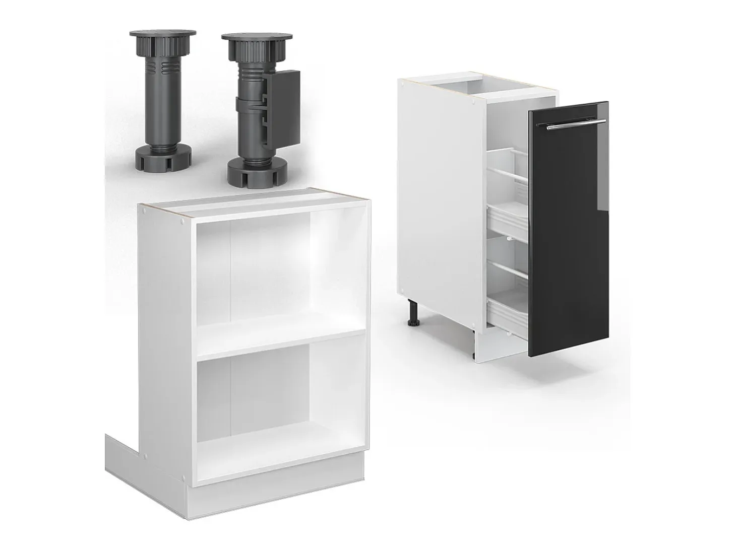 Isla de cocina antracita brillo intenso/blanco 90x60x82 fame-line