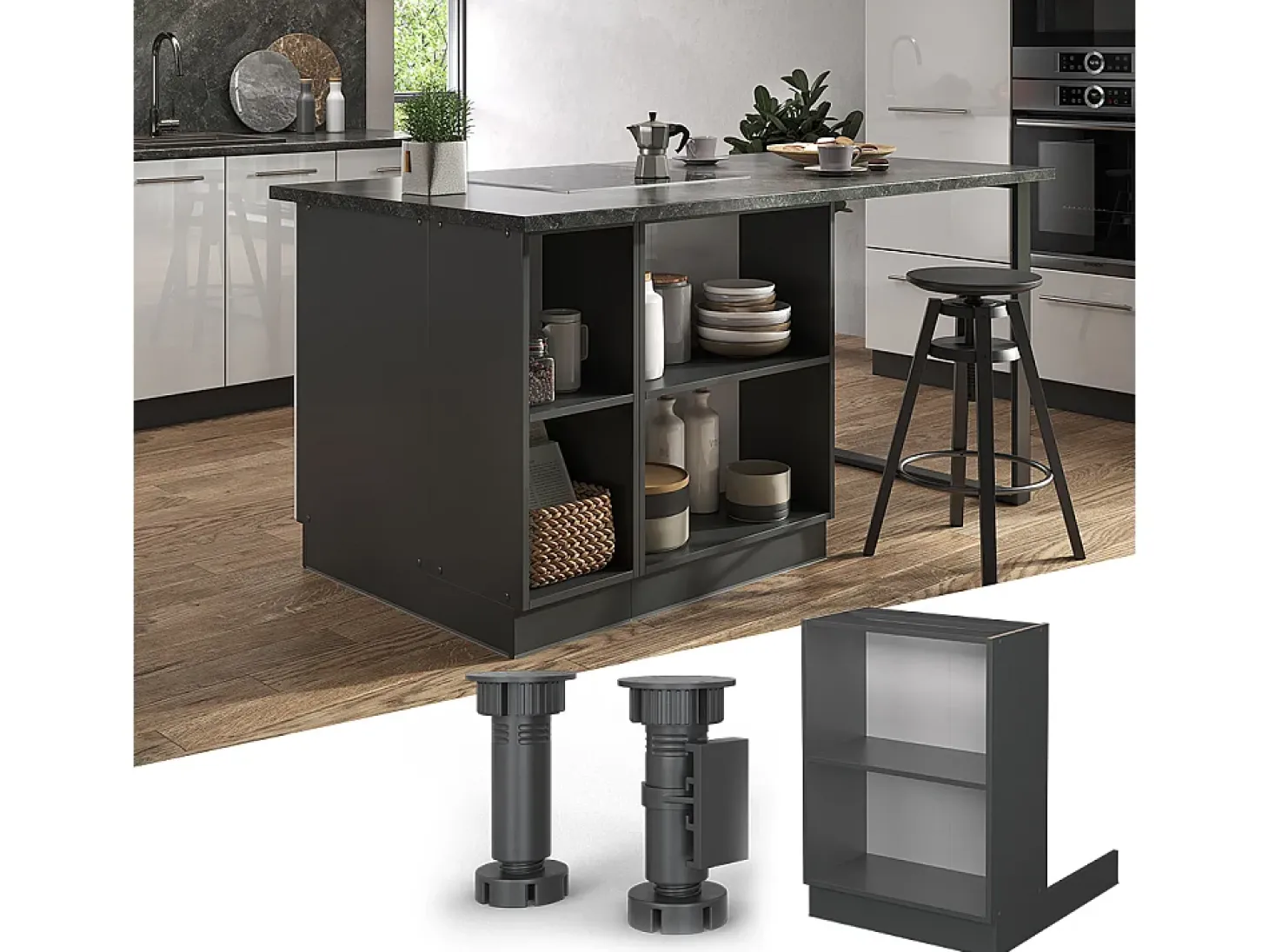 Isla de cocina antracita 60x70x82 fame-line