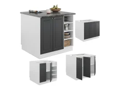 Isla de cocina antracita-oro/blanco 90x60x82 fame-line