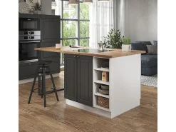 Isla de cocina antracita-oro/blanco 90x60x82 fame-line
