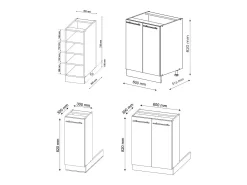 Isla de cocina antracita-oro/blanco 90x60x82 fame-line