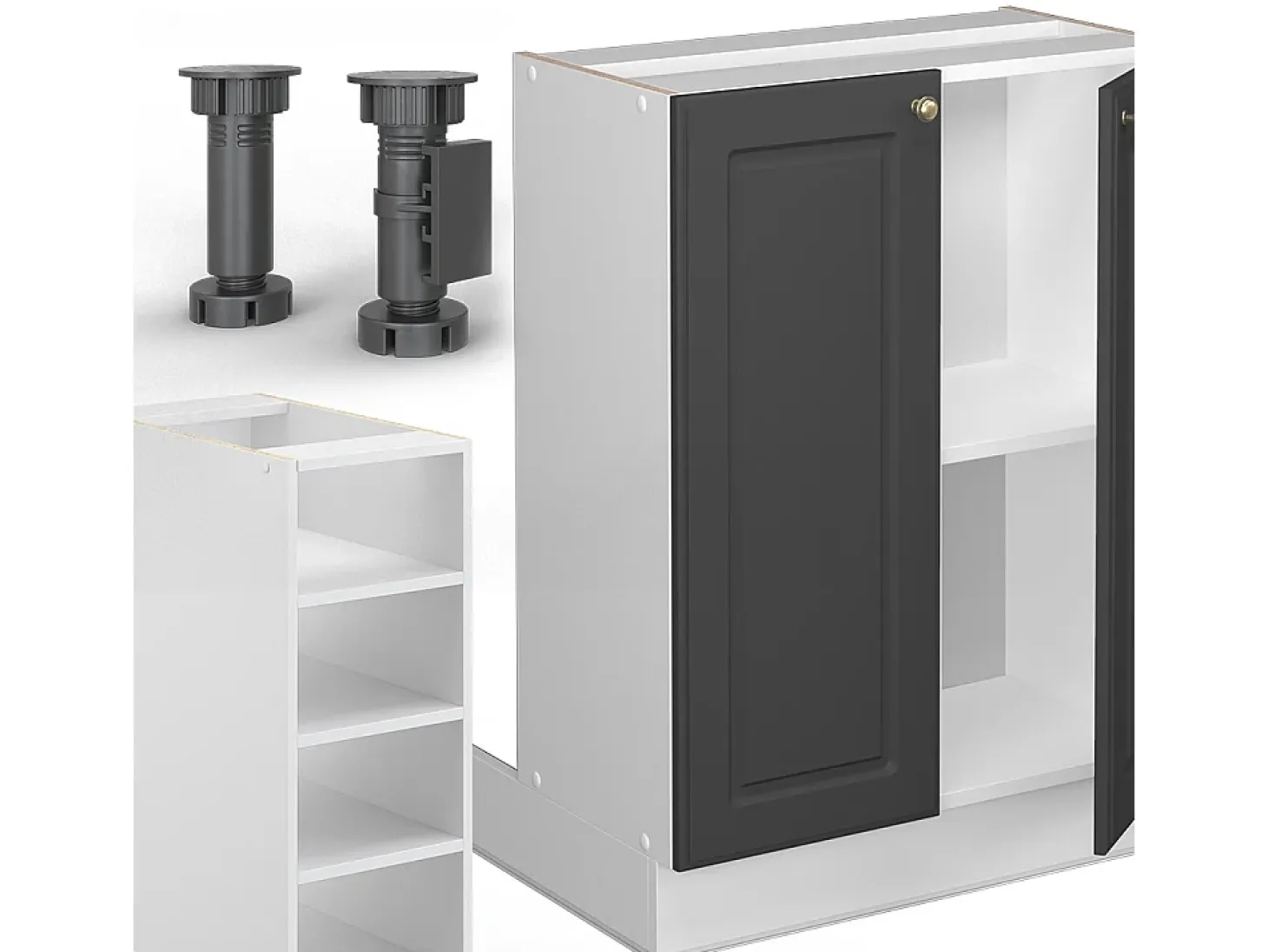 Isla de cocina antracita-oro/blanco 90x60x82 fame-line