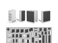 Isla de cocina antracita-oro/blanco 90x60x82 fame-line