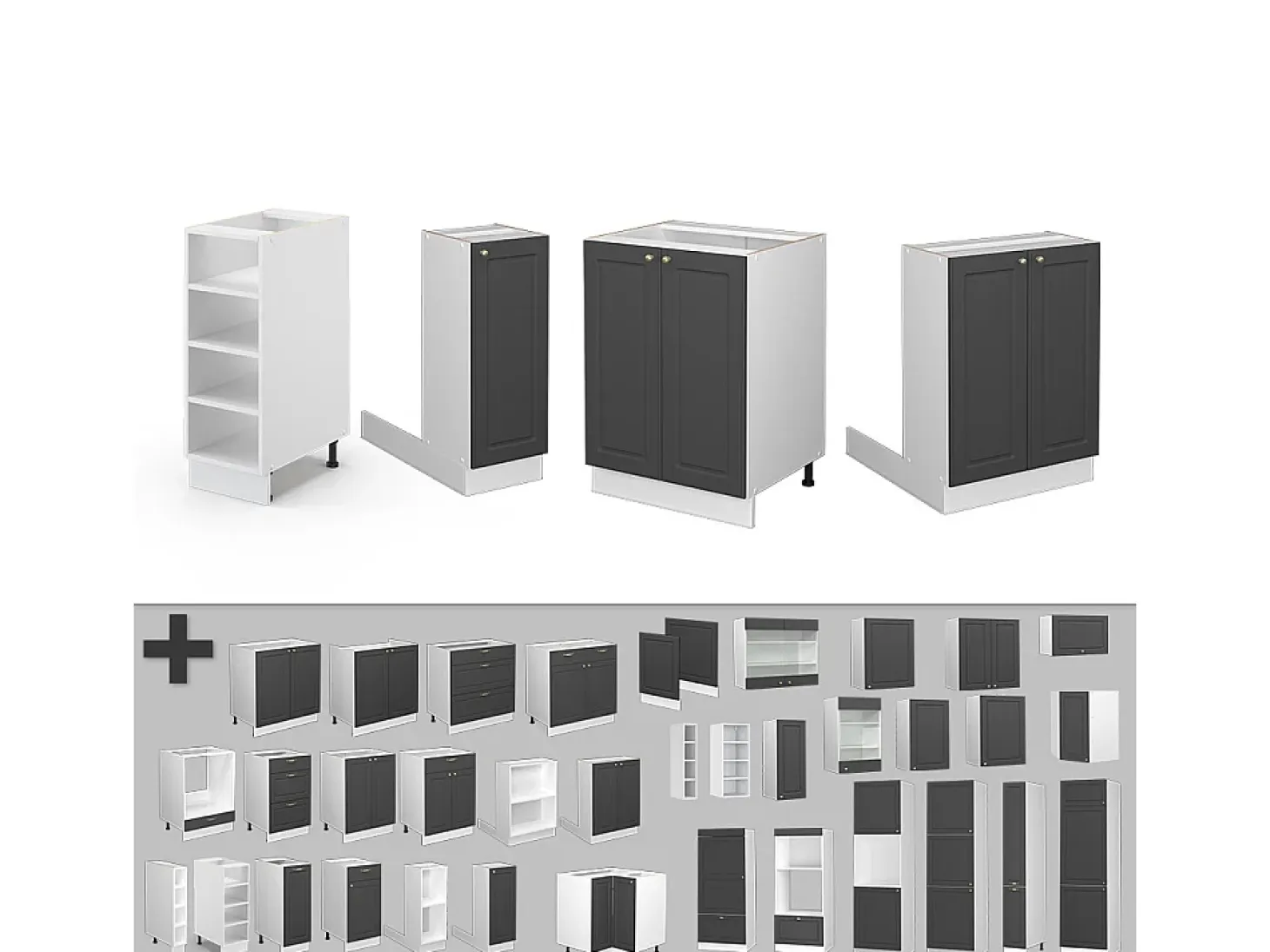 Isla de cocina antracita-oro/blanco 90x60x82 fame-line