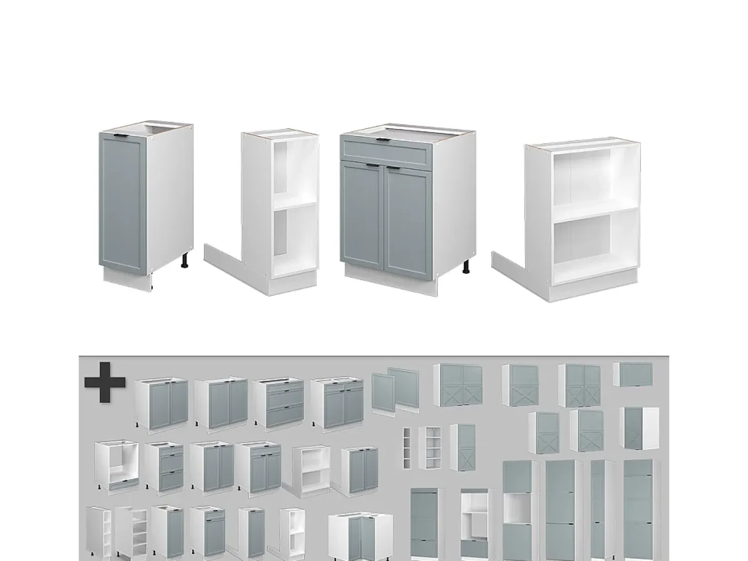 Isla de cocina azul claro-gris 90x60x82 fame-line