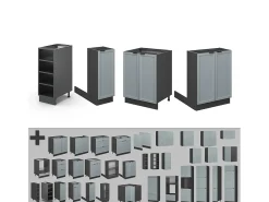 Isla de cocina azul claro-gris 90x60x82 fame-line