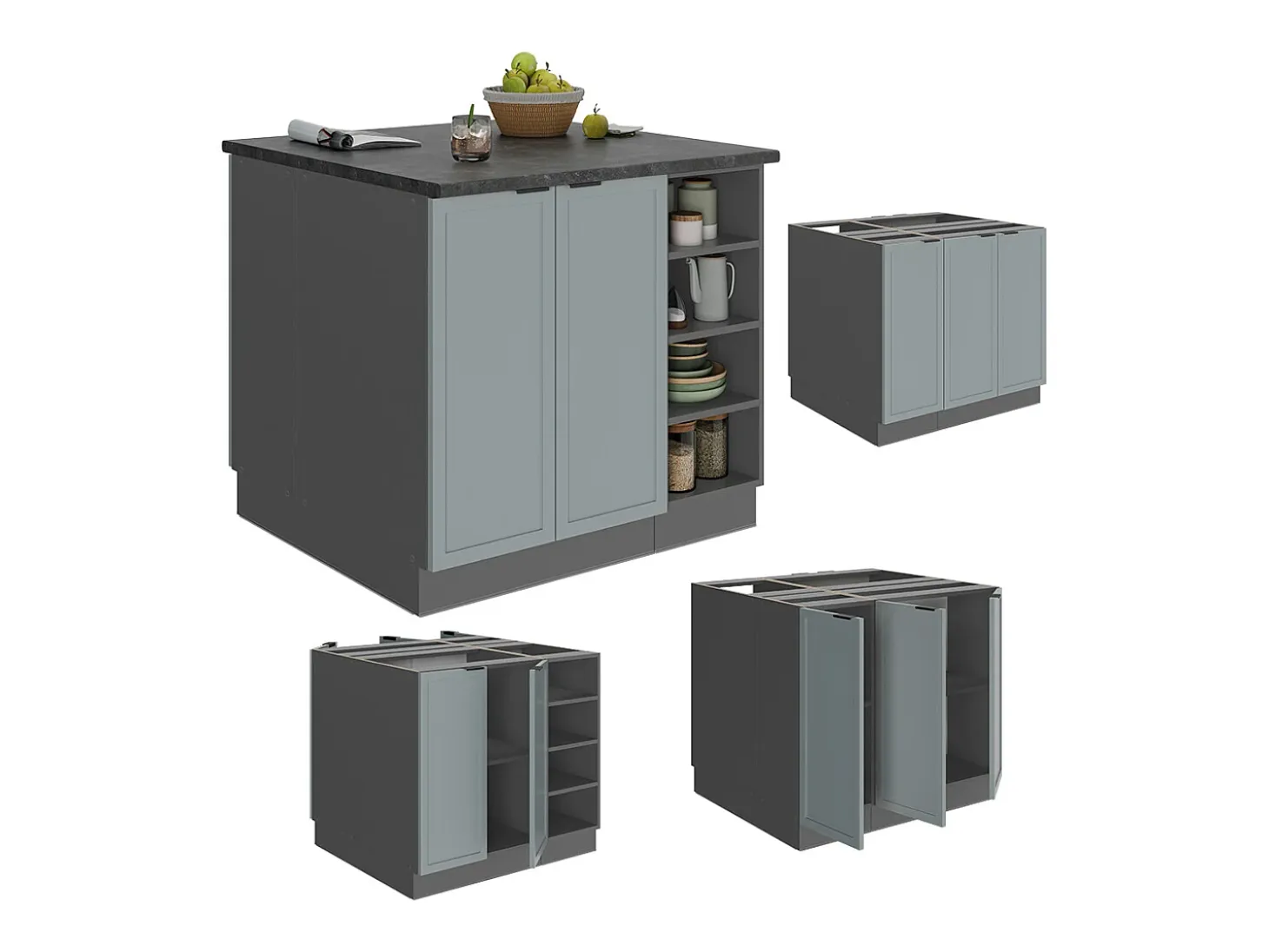 Isla de cocina azul claro-gris 90x60x82 fame-line