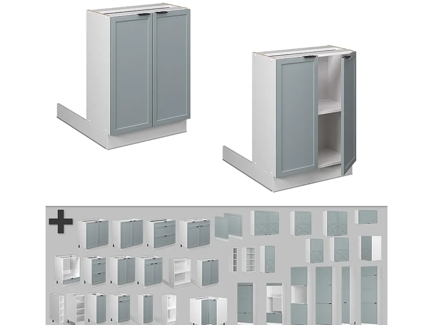 Isla de cocina azul claro-gris 60x30x82 fame-line