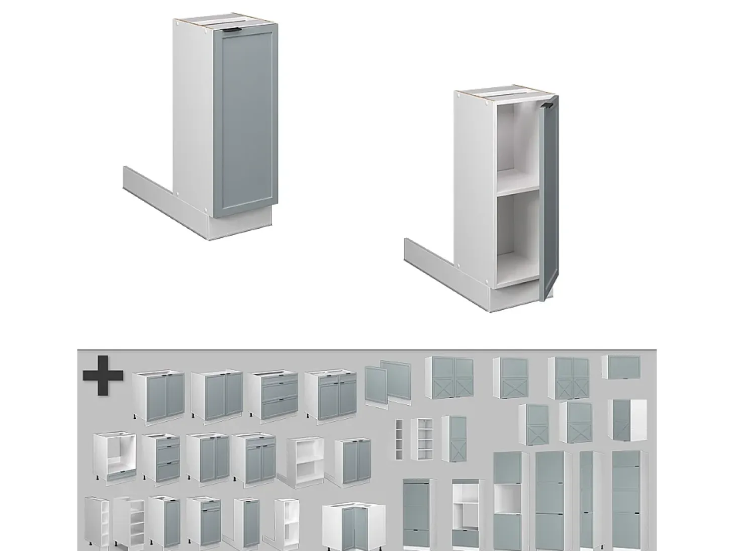 Isla de cocina azul claro-gris 30x70x82 fame-line