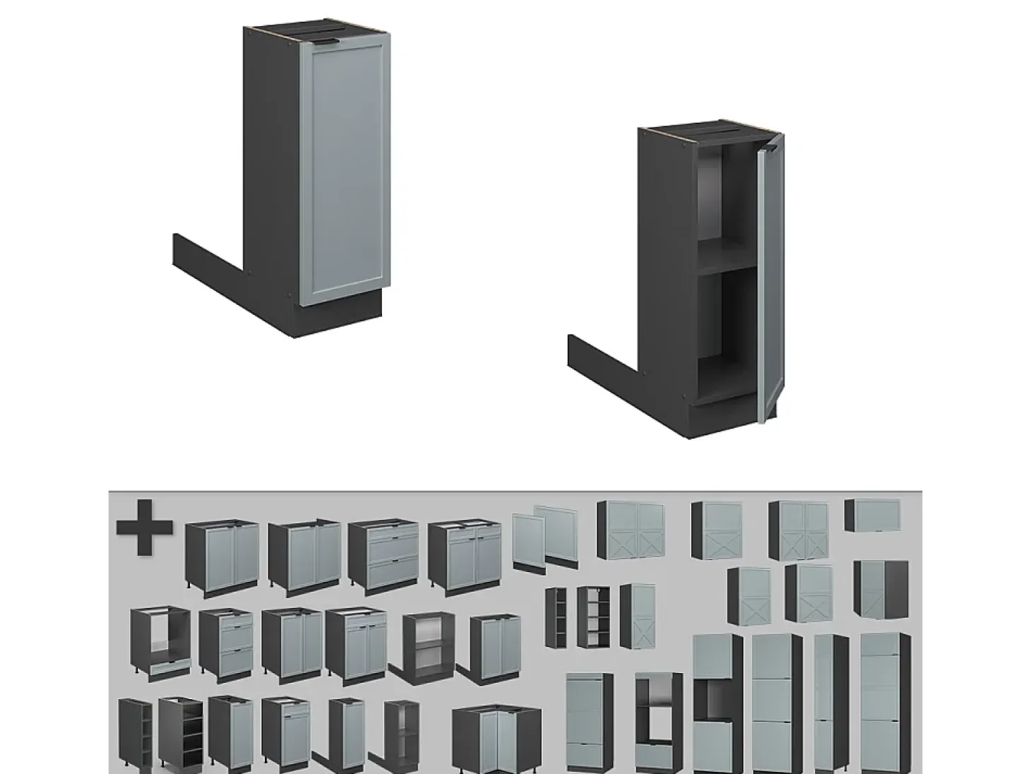 Isla de cocina azul claro-gris 30x70x82 fame-line