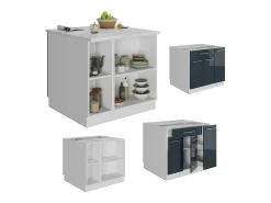 Isla de cocina azul oscuro alto brillo 90x60x82 fame-line