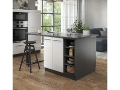 Isla de cocina blanco brillo/antracita 90x60x82 fame-line