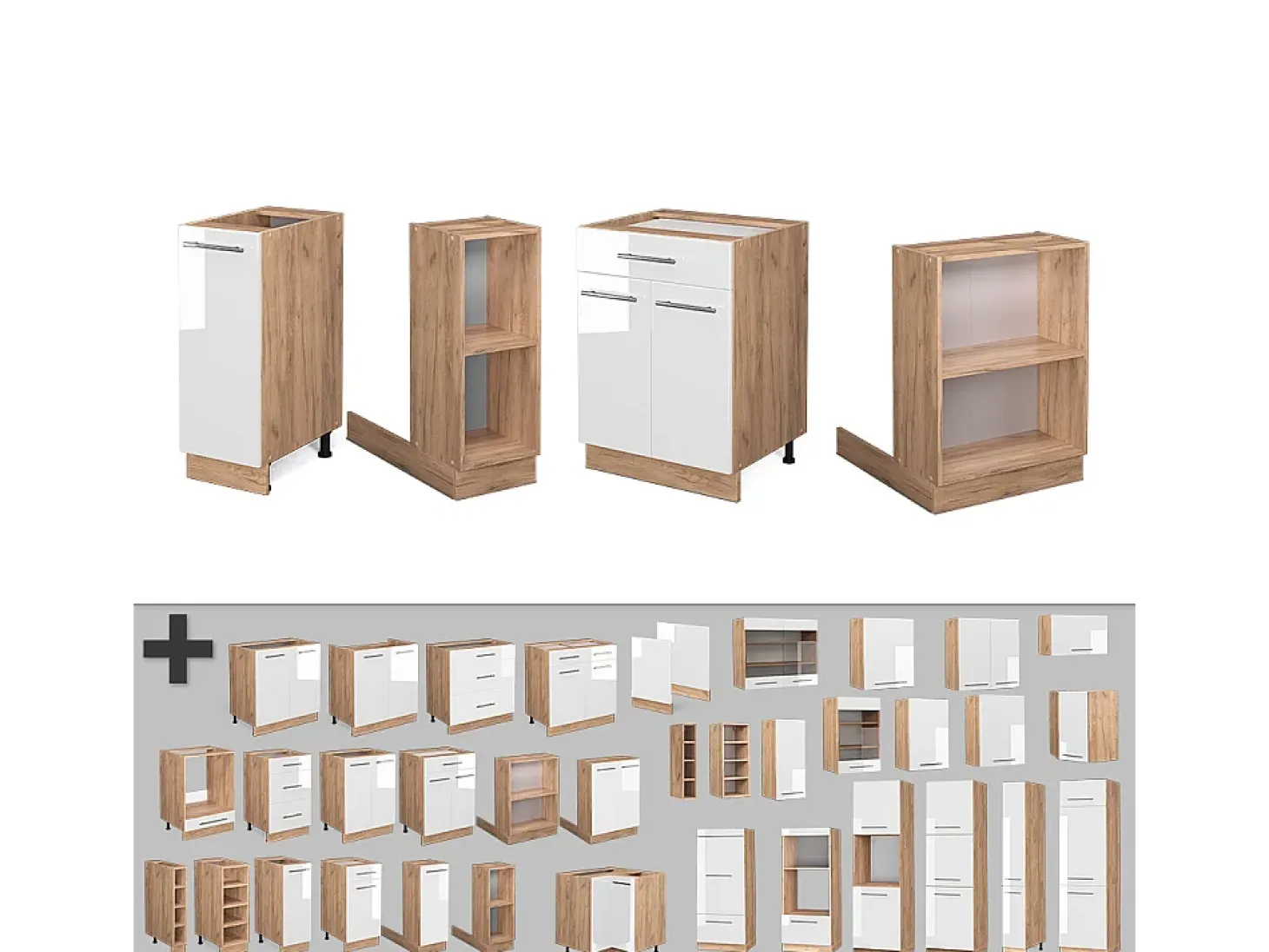 Isla de cocina blanco brillo intenso/roble dorado 90x60x82 fame-line