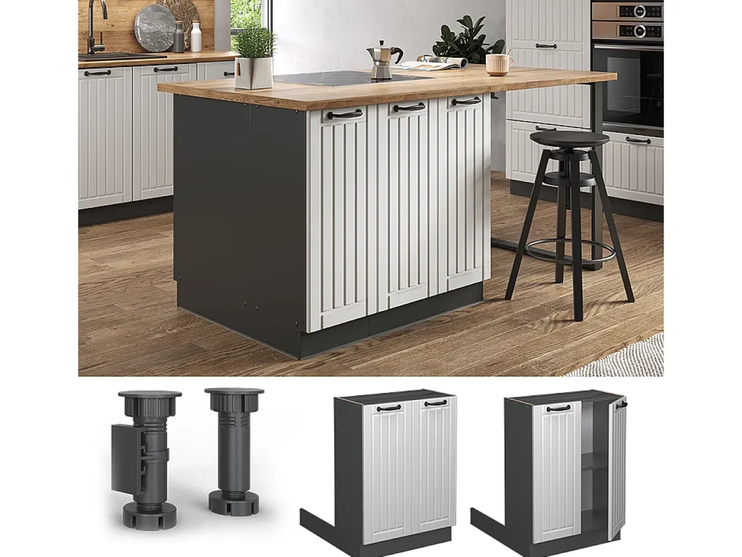 Isla de cocina blanco casa de campo 60x70x82 fame-line