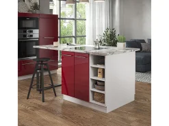 Isla de cocina burdeos brillo intenso/blanco 90x60x82 fame-line