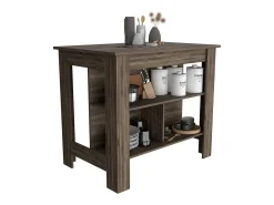 Isla de cocina Cala en melamina con 3 estantes , marron , 90 cm X 103 cm X 70 cm