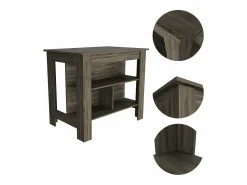 Isla de cocina Cala en melamina con 3 estantes , marron , 90 cm X 103 cm X 70 cm