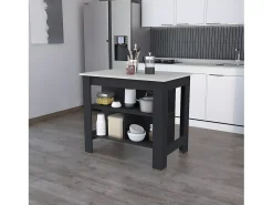 Isla de cocina Cala, tres estantes y cuatro patas , 89.99 cm X 102.99 cm X 69.97 cm , Multicolor