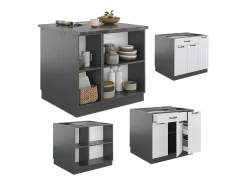 Isla de cocina casa de campo blanca/antracita 90x60x82 fame-line