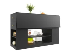 Isla de cocina con 2 cajones y 3 puertas - Negro