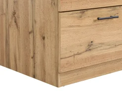 Isla de cocina con 6 cajones de MDF y metal - Negro y Natural claro - ALEGRITA