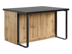Isla de cocina con 6 cajones de MDF y metal - Negro y Natural claro - ALEGRITA