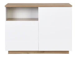 Isla de cocina con 2 puertas y 1 estante de MDF - Natural y blanco CORELINA