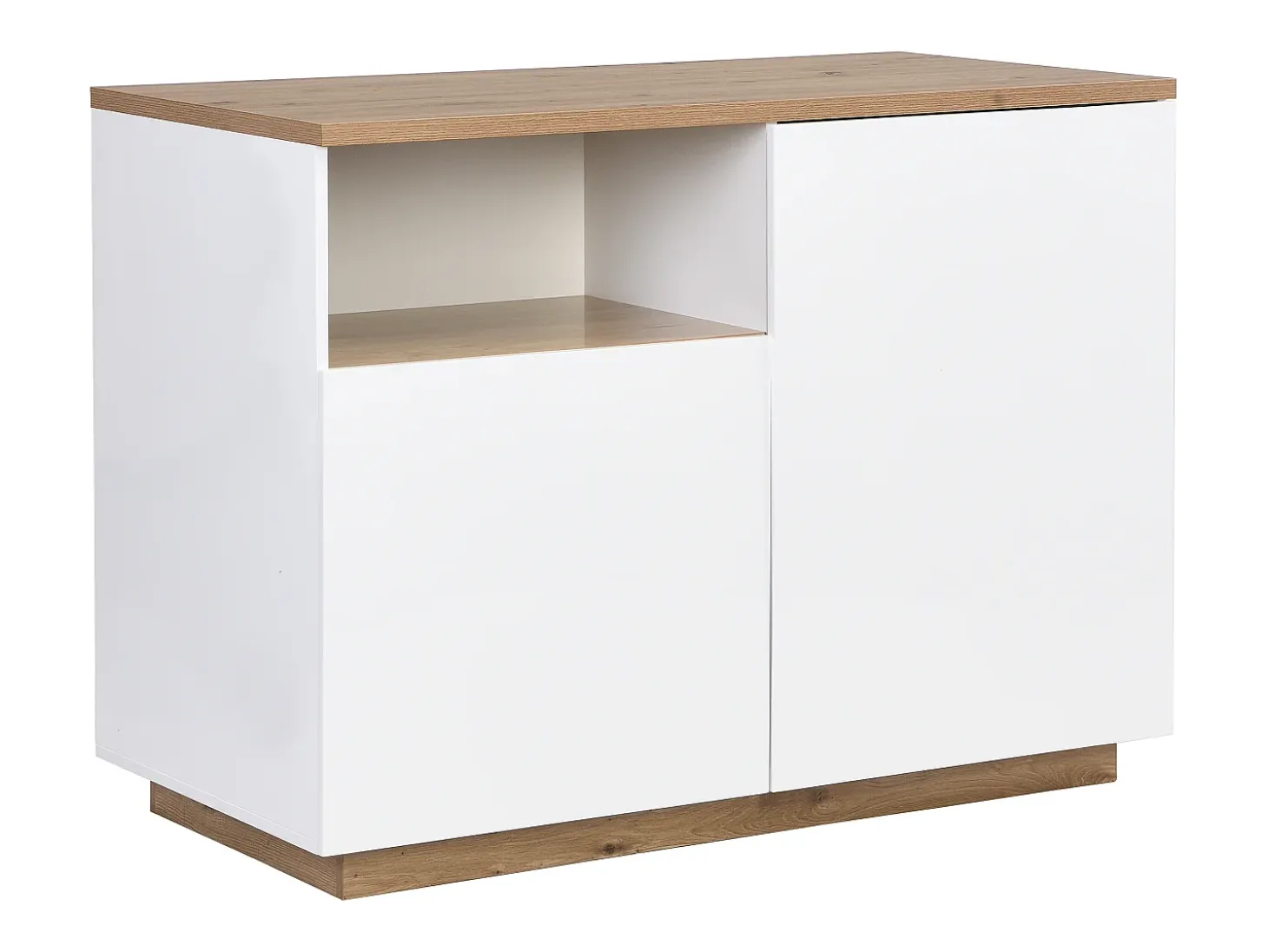 Isla de cocina con 2 puertas y 1 estante de MDF - Natural y blanco CORELINA