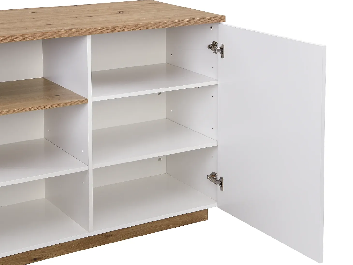 Isla de cocina con 2 puertas y 1 estante de MDF - Natural y blanco CORELINA