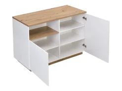 Isla de cocina con 2 puertas y 1 estante de MDF - Natural y blanco CORELINA