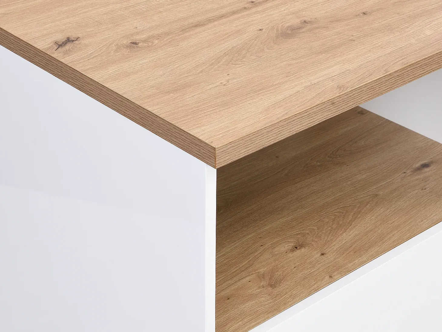 Isla de cocina con 2 puertas y 1 estante de MDF - Natural y blanco CORELINA