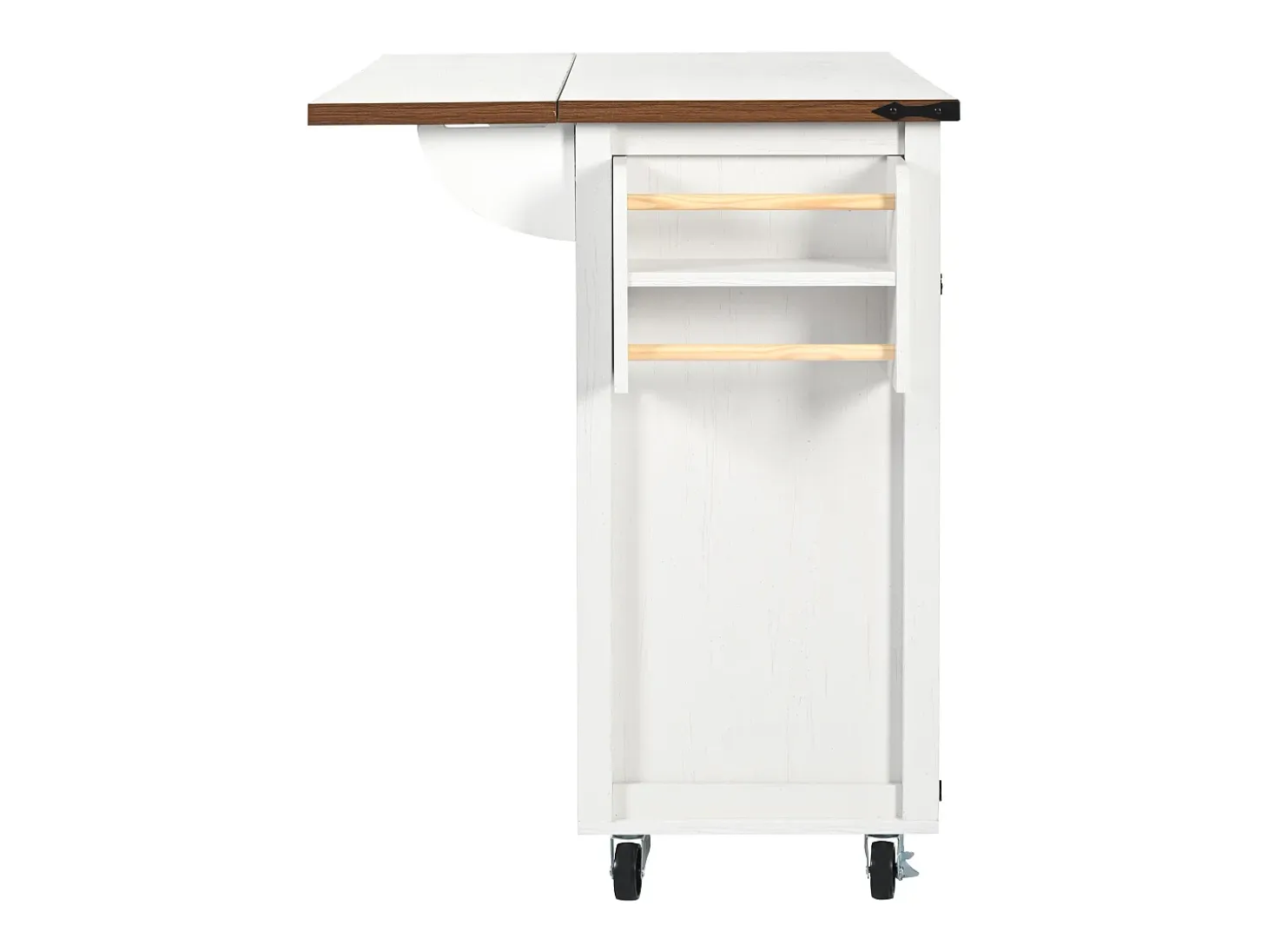 Isla de cocina con encimera extensible, carrito de servicio con 4 puertas y 2 cajones, MDF beige y madera (140x45x92,5 cm)
