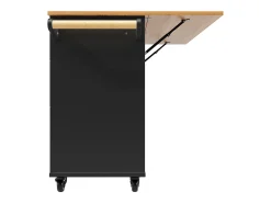 Isla de cocina con ruedas - 133 x 70 x 88 cm - Carrito con módulos extensibles + 3 cajones + 3 puertas - MDF - Negro