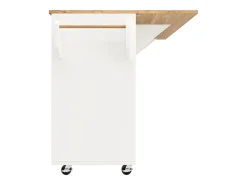 Isla de cocina con ruedas - 140 x 43 x 92 cm - con encimera extensible + 3 puertas + 2 cajones - Metal + MDF - blanco