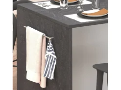 Isla de cocina efecto madera blanco brillo/report 168x90x91 cm