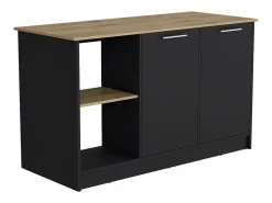 Isla de cocina Enebro en melamina con 2 puertas y 6 estantes , multicolor , 90 cm X 150 cm X 64 cm