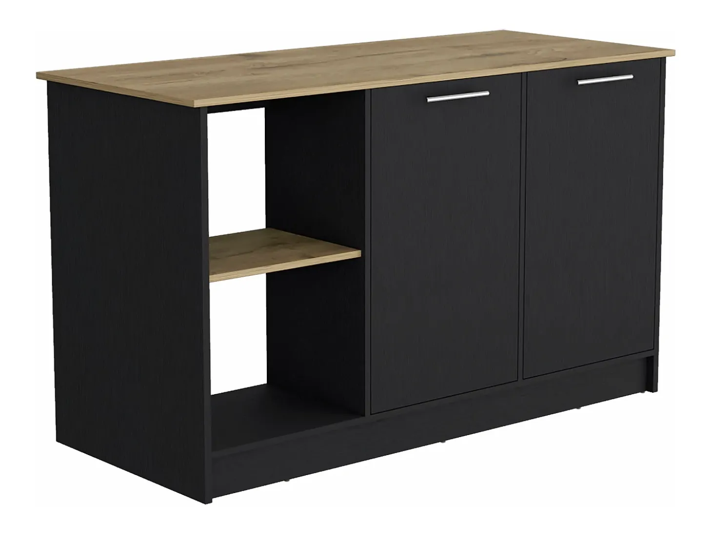 Isla de cocina Enebro en melamina con 2 puertas y 6 estantes , multicolor , 90 cm X 150 cm X 64 cm