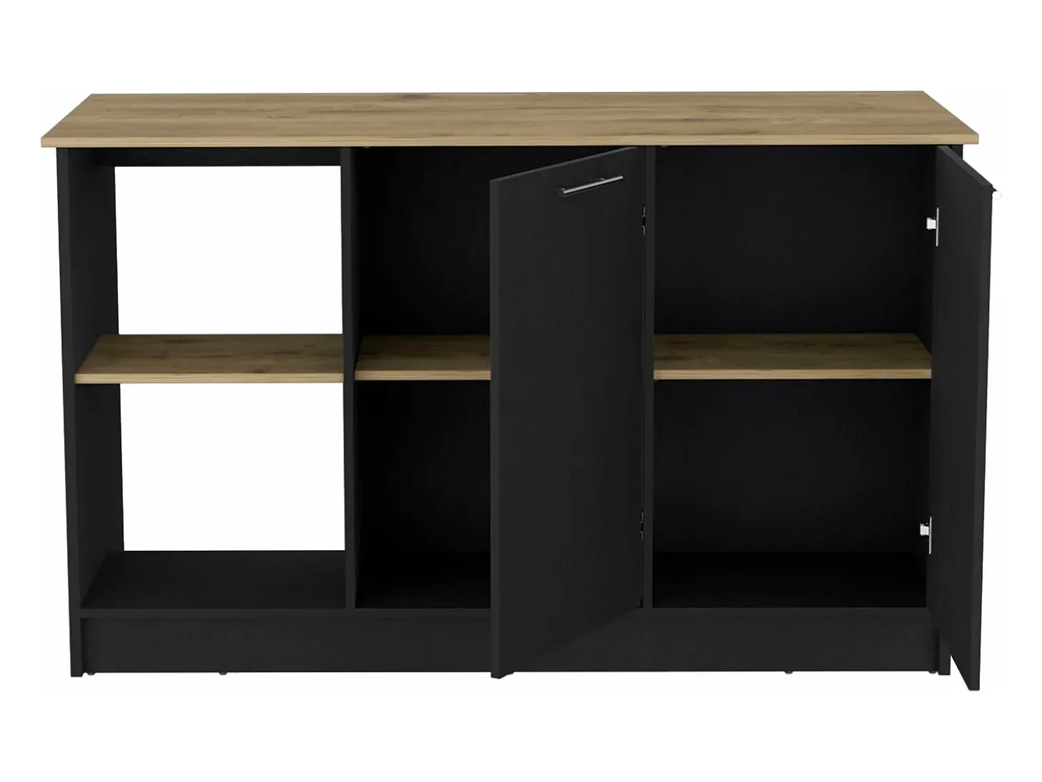 Isla de cocina Enebro en melamina con 2 puertas y 6 estantes , multicolor , 90 cm X 150 cm X 64 cm