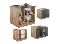Isla de cocina green-gold country/gold power roble 90x60x82 fame-line