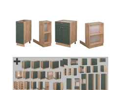 Isla de cocina green-gold country/gold power roble 90x60x82 fame-line
