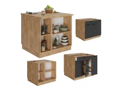 Isla de cocina gris oscuro 90x60x82 fame-line